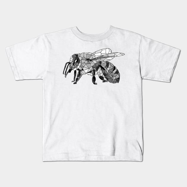 Honey Bee Geometric Sketch Art Kids T-Shirt by polliadesign